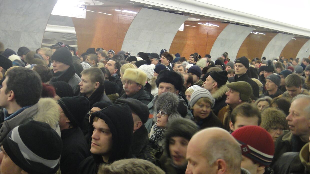 Давка в метро в Москве 
