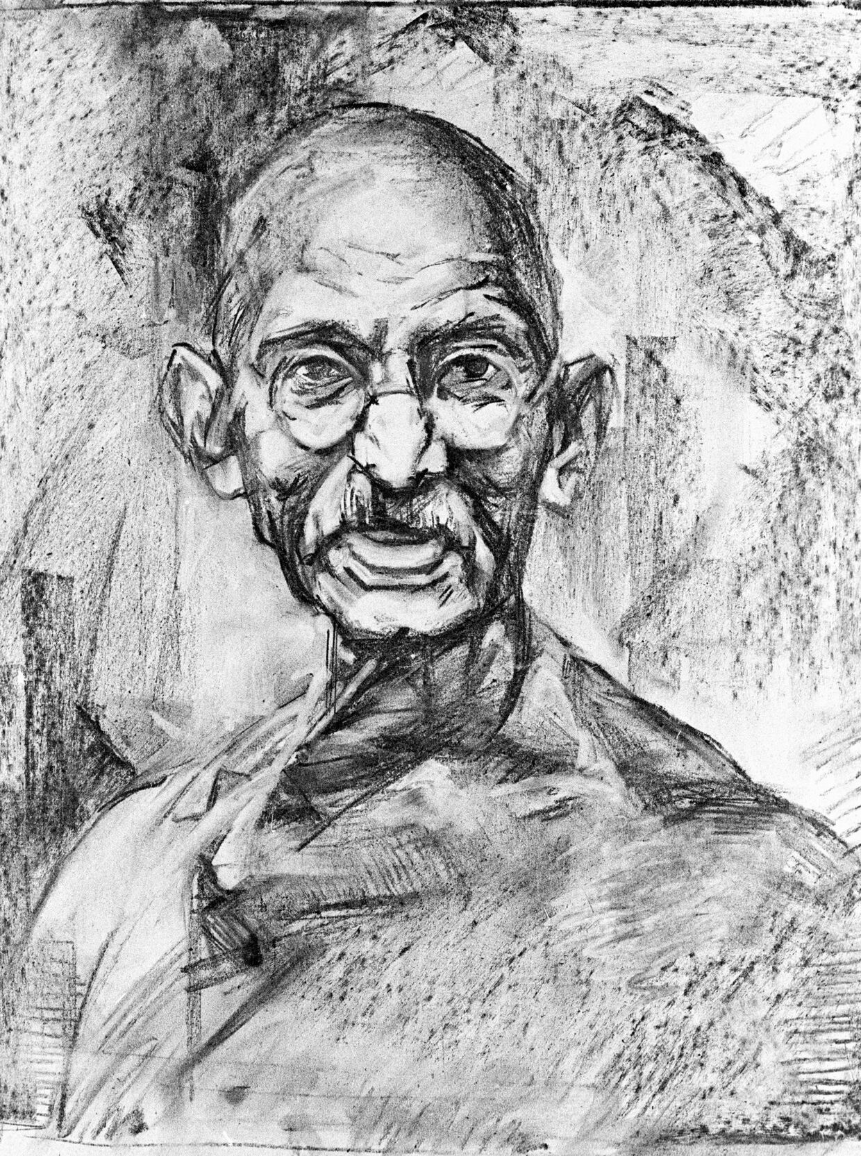Репродукция наброска к портрету Махатмы Ганди 