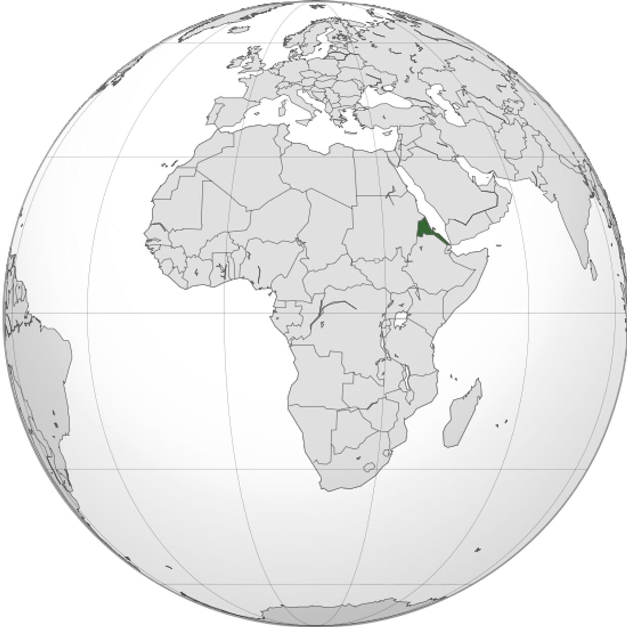 Государство Эритрея на карте мира