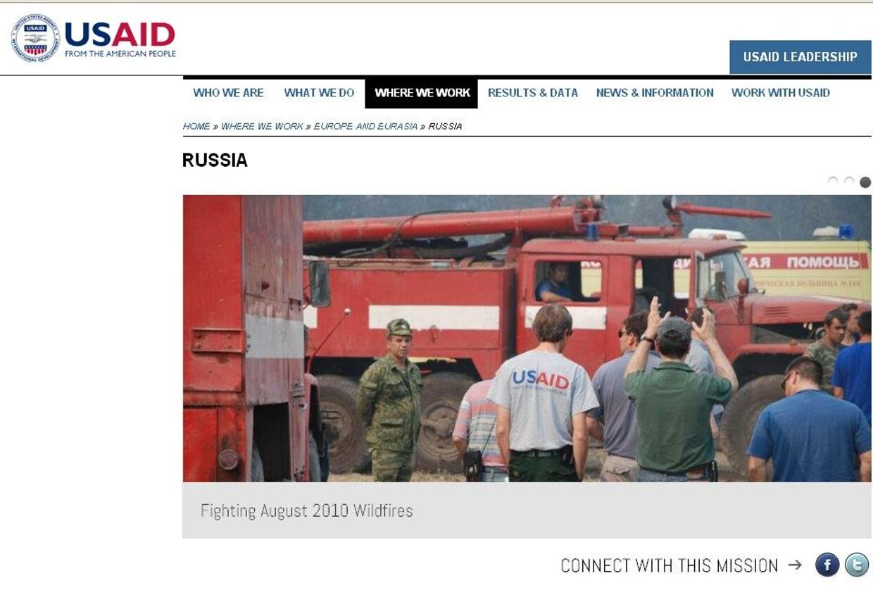 Скриншот сайта агентства США по международному развитию (USAID)
