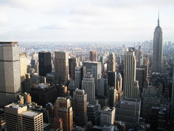 Нью-Йорк. Вид на небоскребы центральной части Манхэттена.