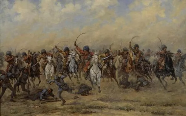 Конная атака «дикой дивизии». Рисунок периода Первой мировой войны 