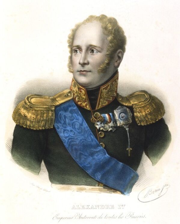 Император Александр I. Гравюра 1820-х гг.