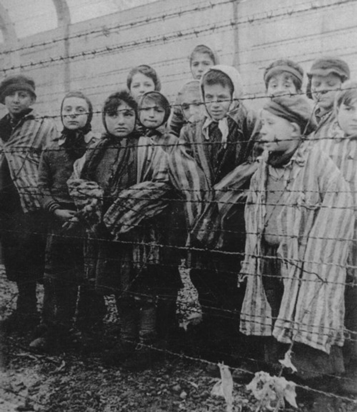 Малолетние узники немецкого концлагеря, освобождённые советскими войсками