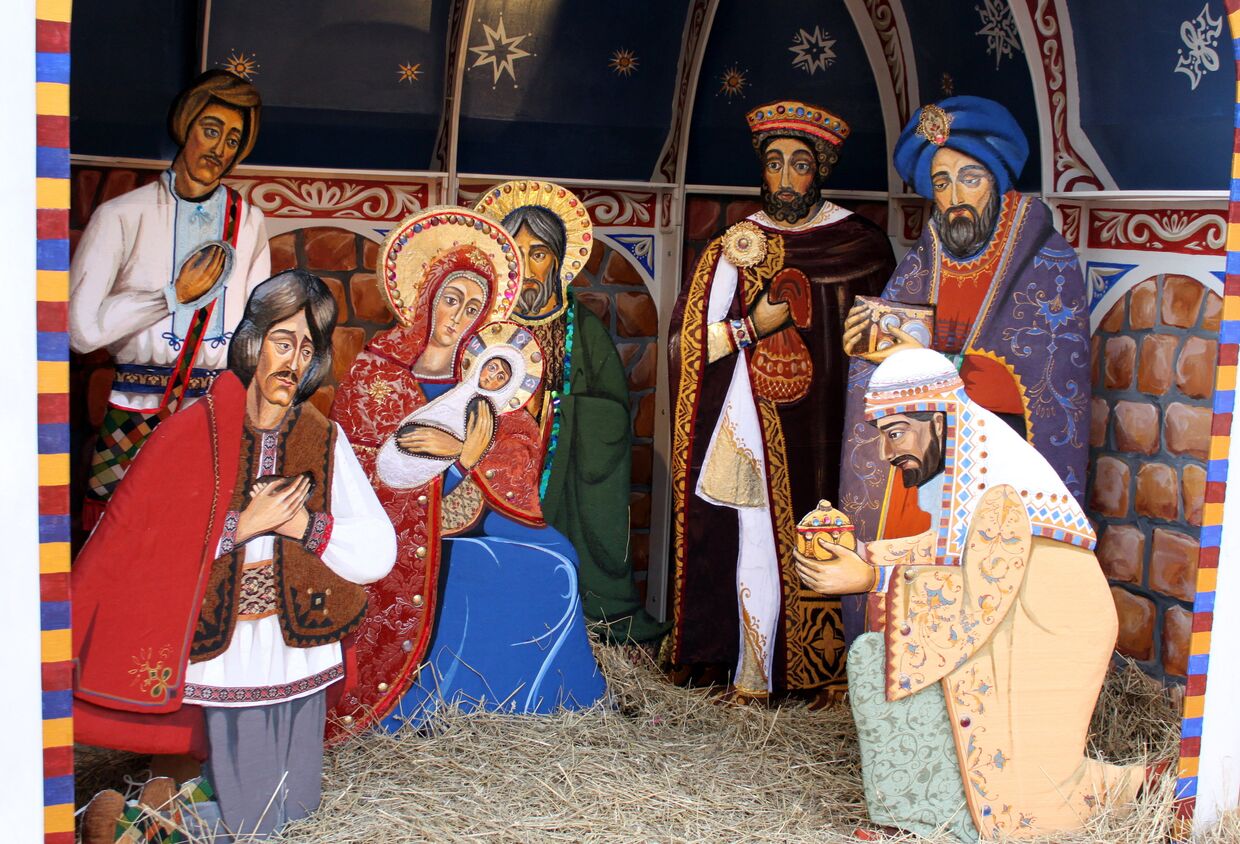 Волхвы, Мария с Иисусом, Иосиф и пастух