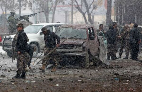 Полицейские на месте взрыва в Кабуле, Афганистан