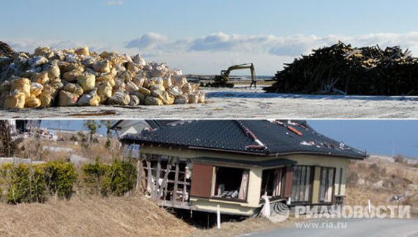 Фукусима, Минамисома, 2012 год (вверху) / 2013 год (внизу)