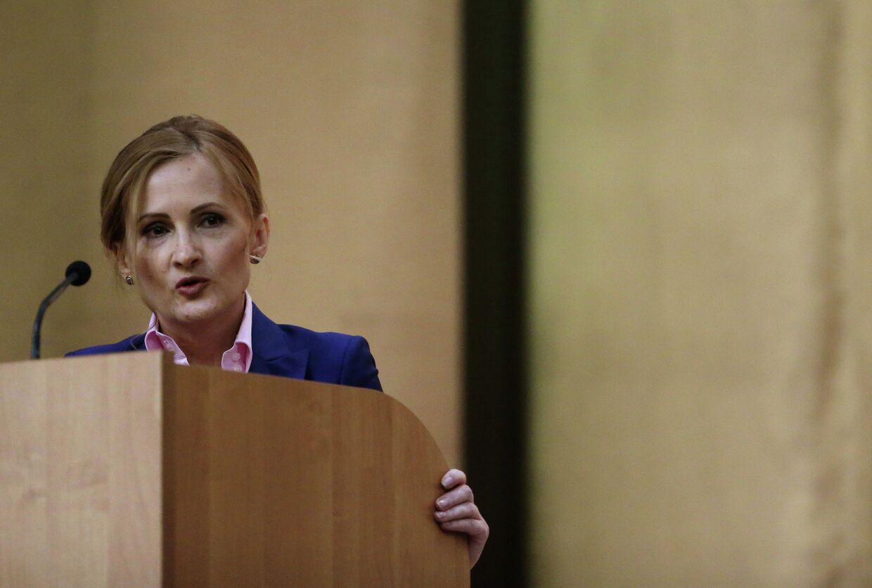Ирина Яровая выступает на заседании коллегии министерства юстиции РФ