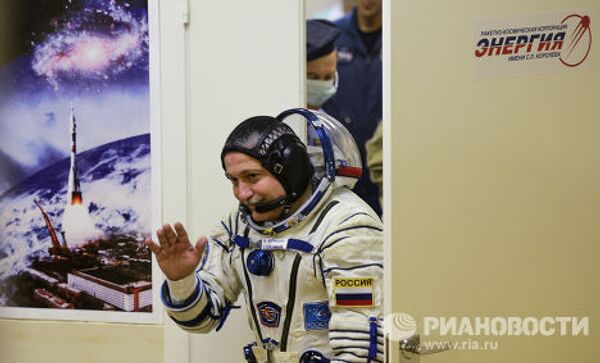 Российский космонавт Федор Юрчихин перед пуском ракеты Союз