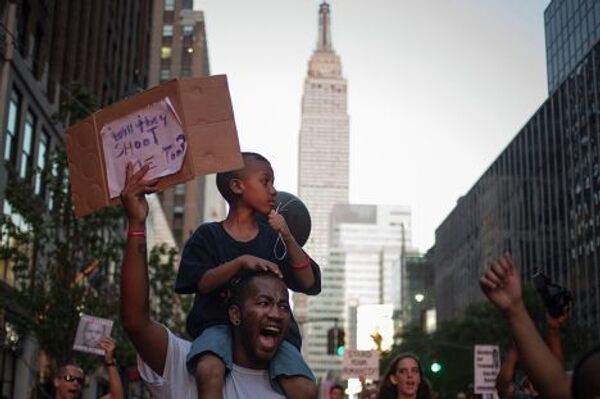 Протесты в Нью-Йорке против оправдания судом Джорджа Циммермана 