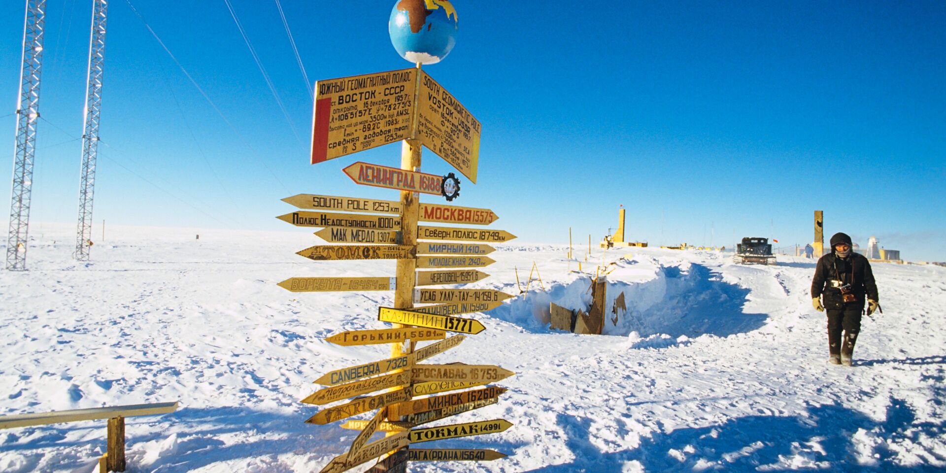 Указатель дорог на южном геомагнитном полюсе Земли. Станция Восток - ИноСМИ, 1920, 04.09.2025