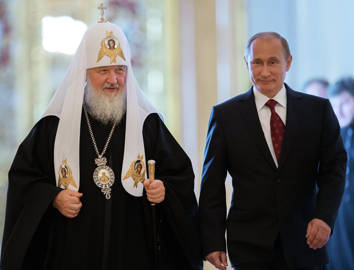 Президент России Владимир Путин и патриарх Московский и всея Руси Кирилл