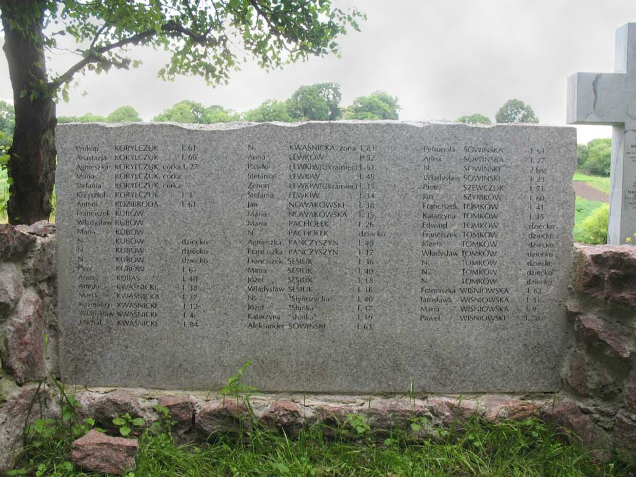Плита с именами поляков, убитых в Малой Березовице