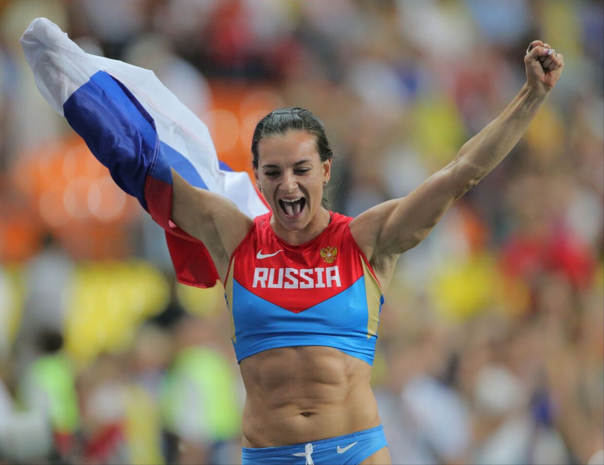 Елена Исинбаева на чемпионате мира по легкой атлетике в Москве