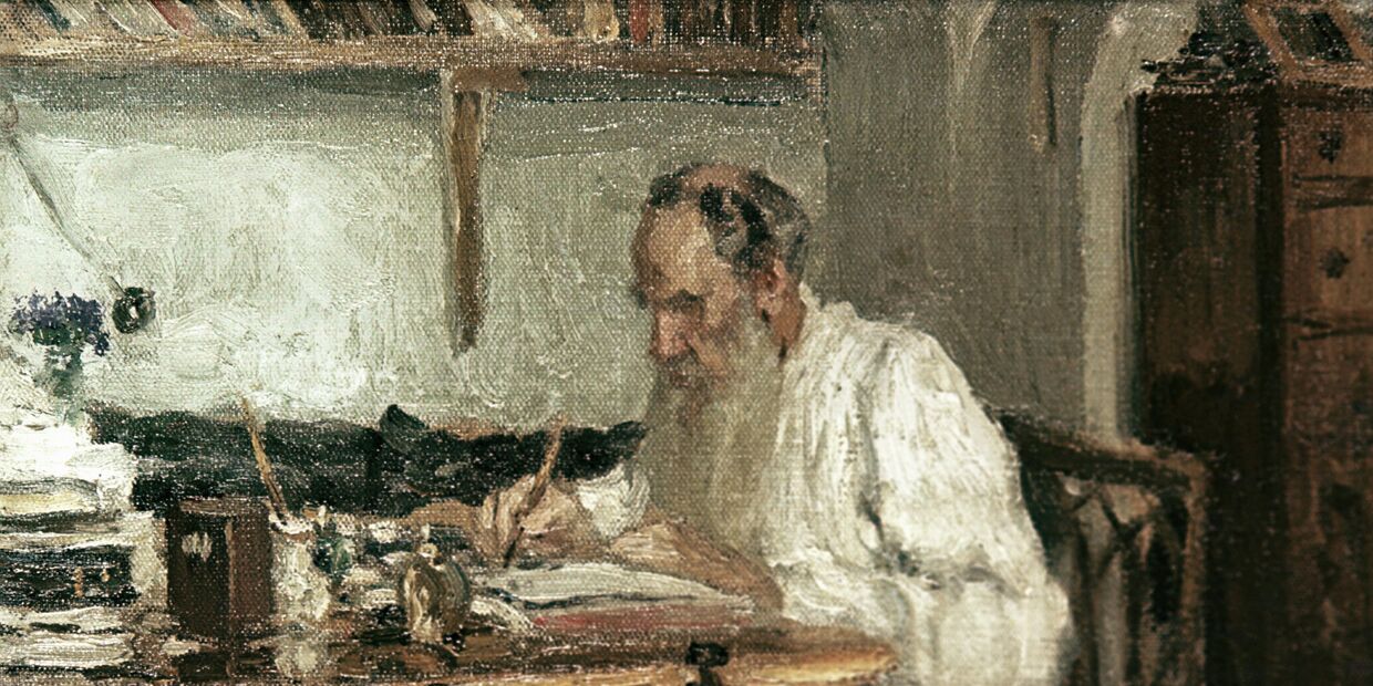 Этюд художника Пастернака Толстой в Яснополянском кабинете