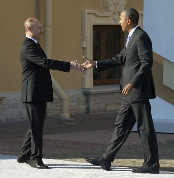 Владимир Путин встречает Барака Обаму на саммите «Группы двадцати» 