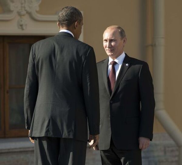 Владимир Путин встречает Барака Обаму на саммите «Группы двадцати»