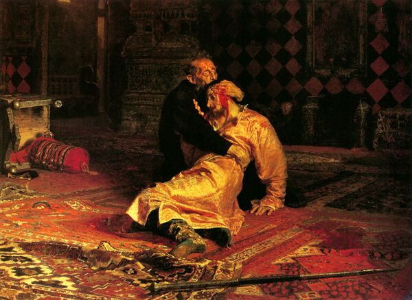 Илья Ефимович Репин «Иван Грозный и сын его Иван 16 ноября 1581 года» (1885) Илья Ефимович Репин «Иван Грозный и сын его Иван 16 ноября 1581 года» (1885)