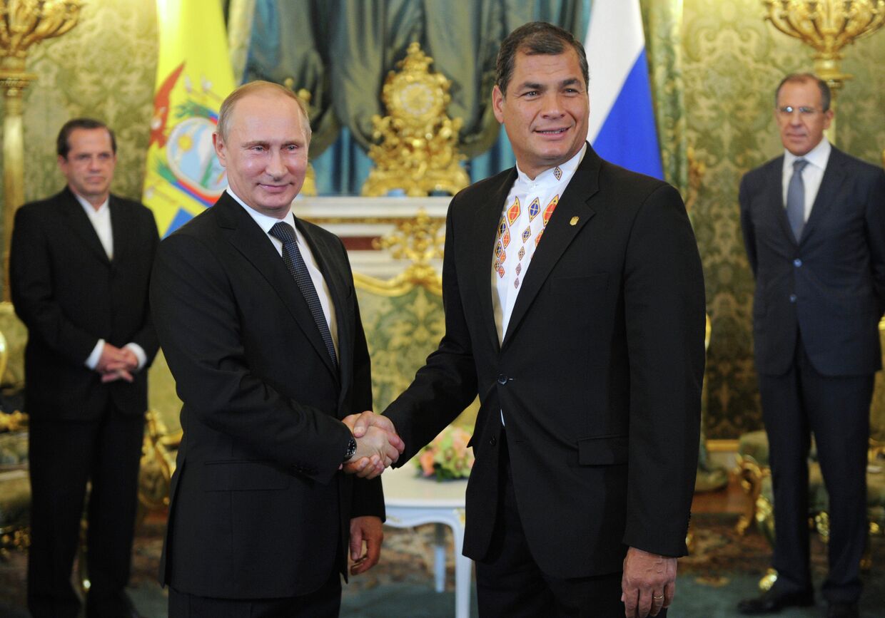 Переговоры Владимира Путина с Рафаэлем Корреа в Кремле