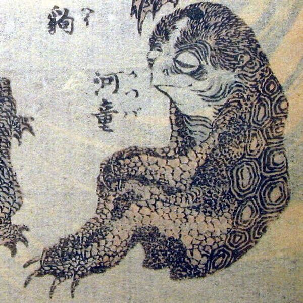 Кацусика Хокусай, рисунок, изображающий каппу