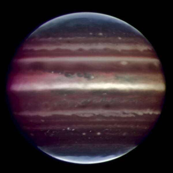 Инфракрасное изображение Юпитера, полученное с помощью телескопа ESO