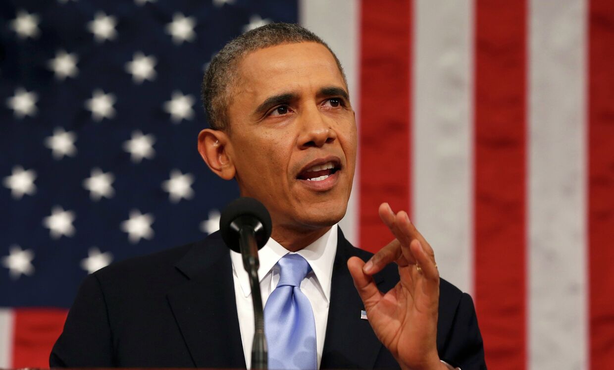 Барак Обама выступает с посланием к Конгрессу США