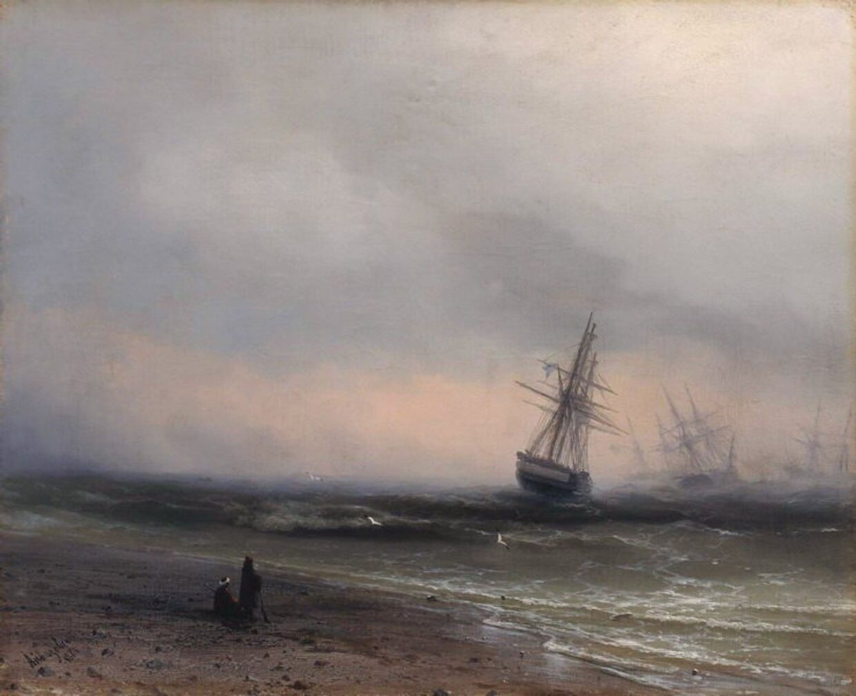 Картина Ивана Айвазовского Морской пейзаж в Крыму (1866)