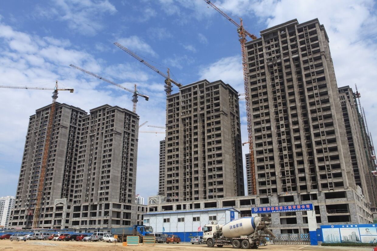 Строительство жилых домов в городе Рижао, Китай