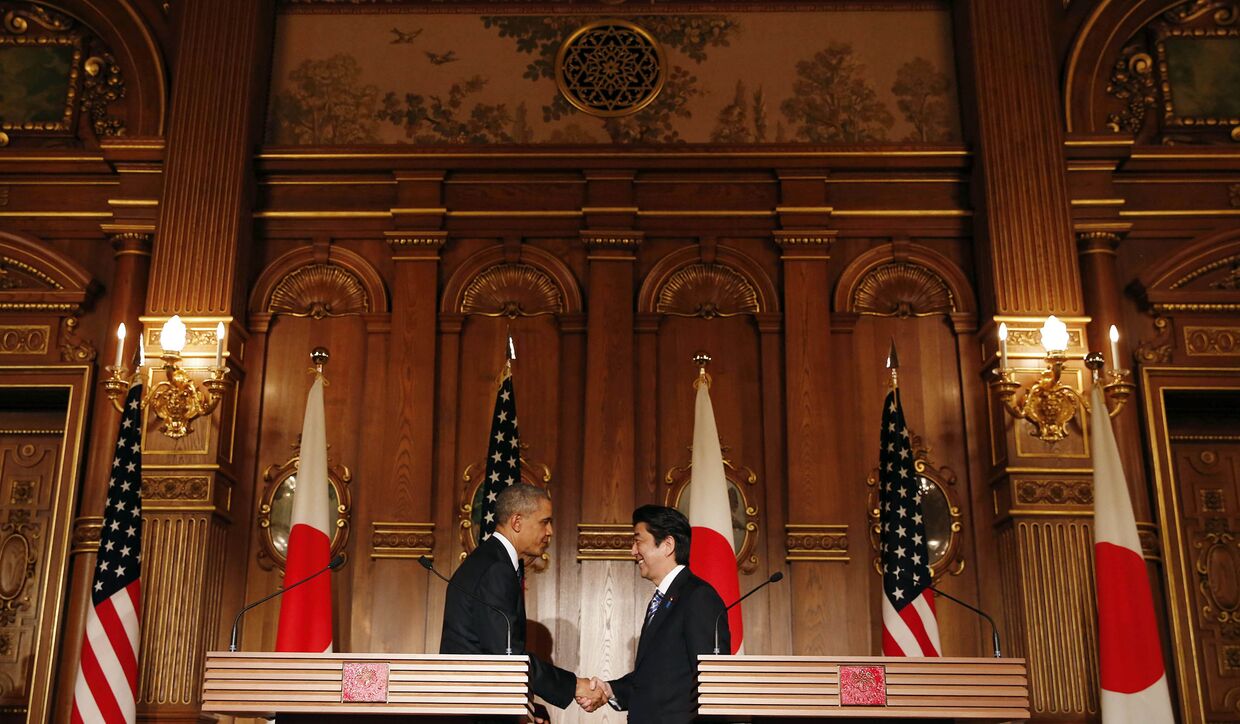 Пресс-конференция Барака Обамы и Синдзо Абэ