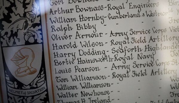 Список прошедших Первую мировую войну в церкви Иоанна Крестителя в дважды благословенной деревне Аркхольм
