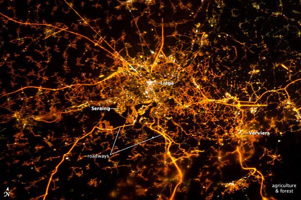 Космический снимок бельгийского города Льеж