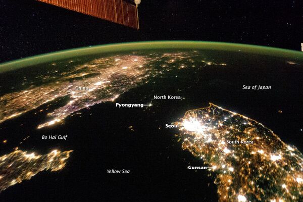 Космический снимок Китая, Северной и Южной Кореи