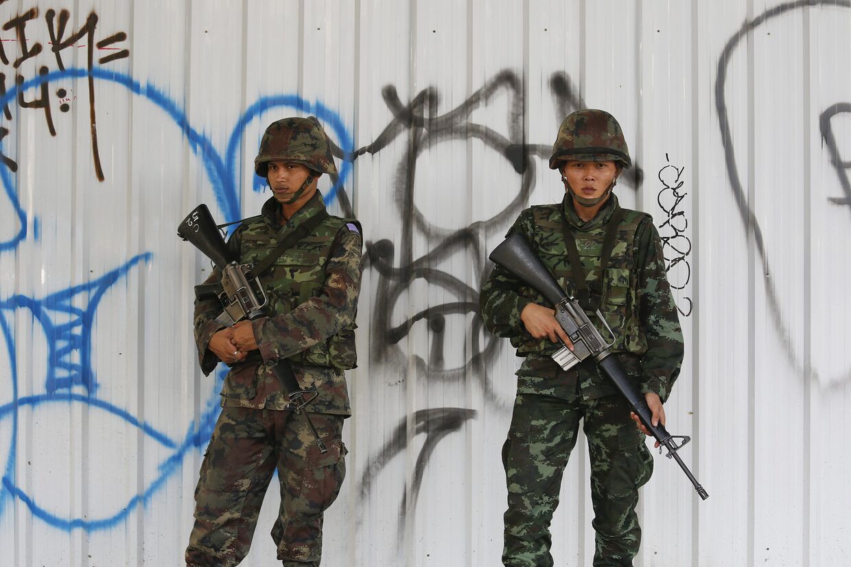 Солдаты армии Таиланда в центре Бангкока