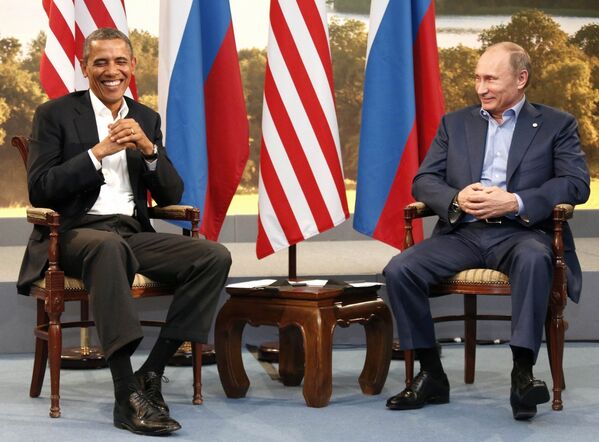Барак Обама и Владимир Путин на саммите G8 в Северной Ирландии