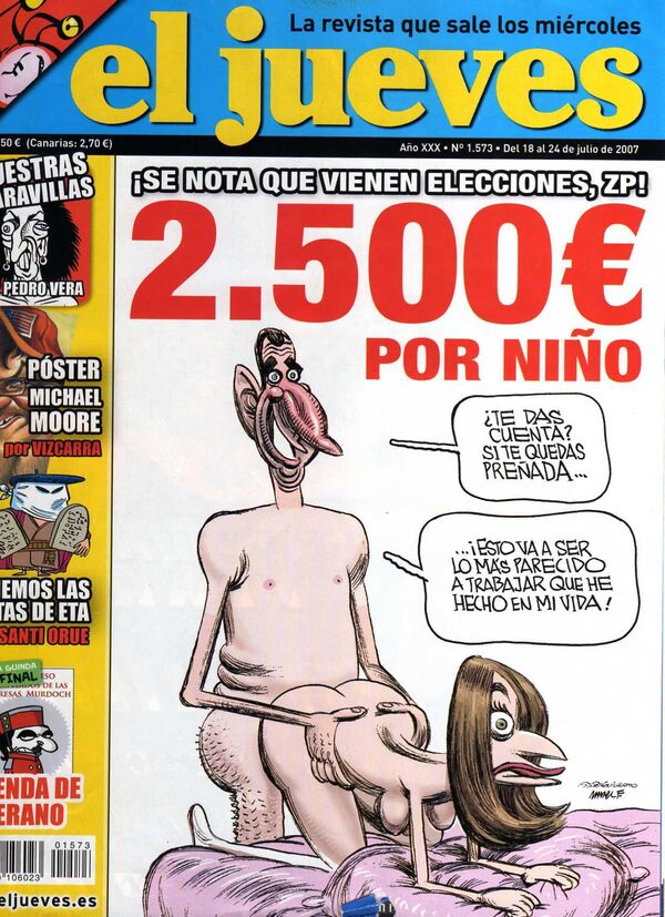 Обложка журнала El Jueves с карикатурой на принца Фелипе и его жену Летисию