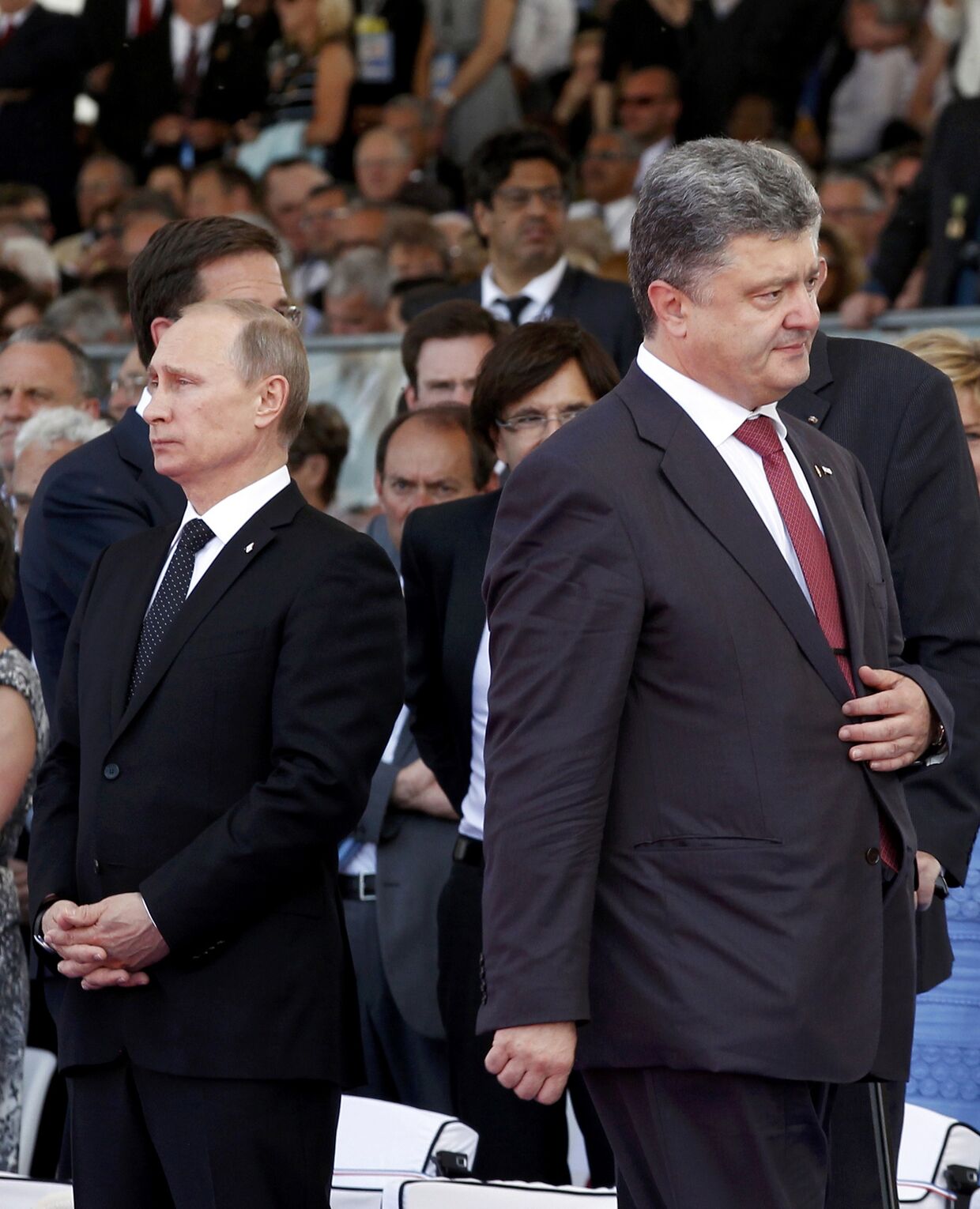 Владимир Путин и Петр Порошенко на праздновании 70-летия «Дня Д»