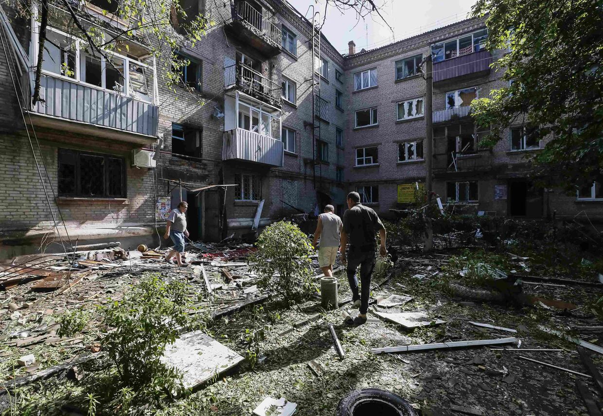 Дома в Славянске, пострадавшие во время артобстрела