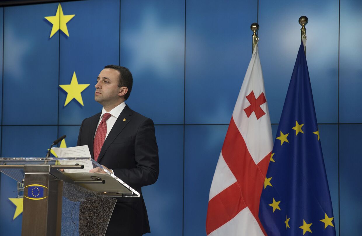 Премьер-министр Грузии Ираклий Гарибашвили на саммите ЕС в Брюсселе