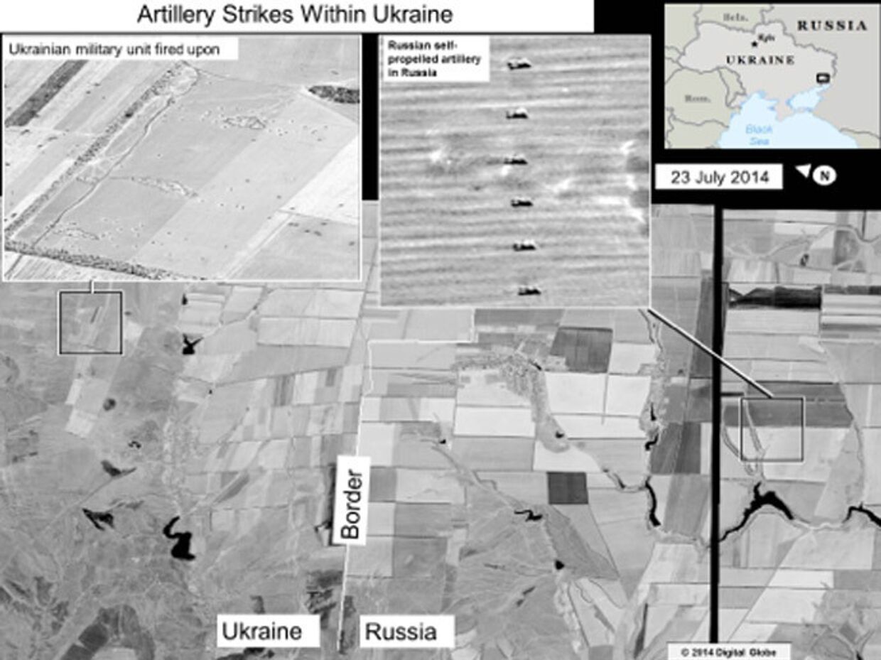 Спутниковые фотографии обстрелов Украины из России 