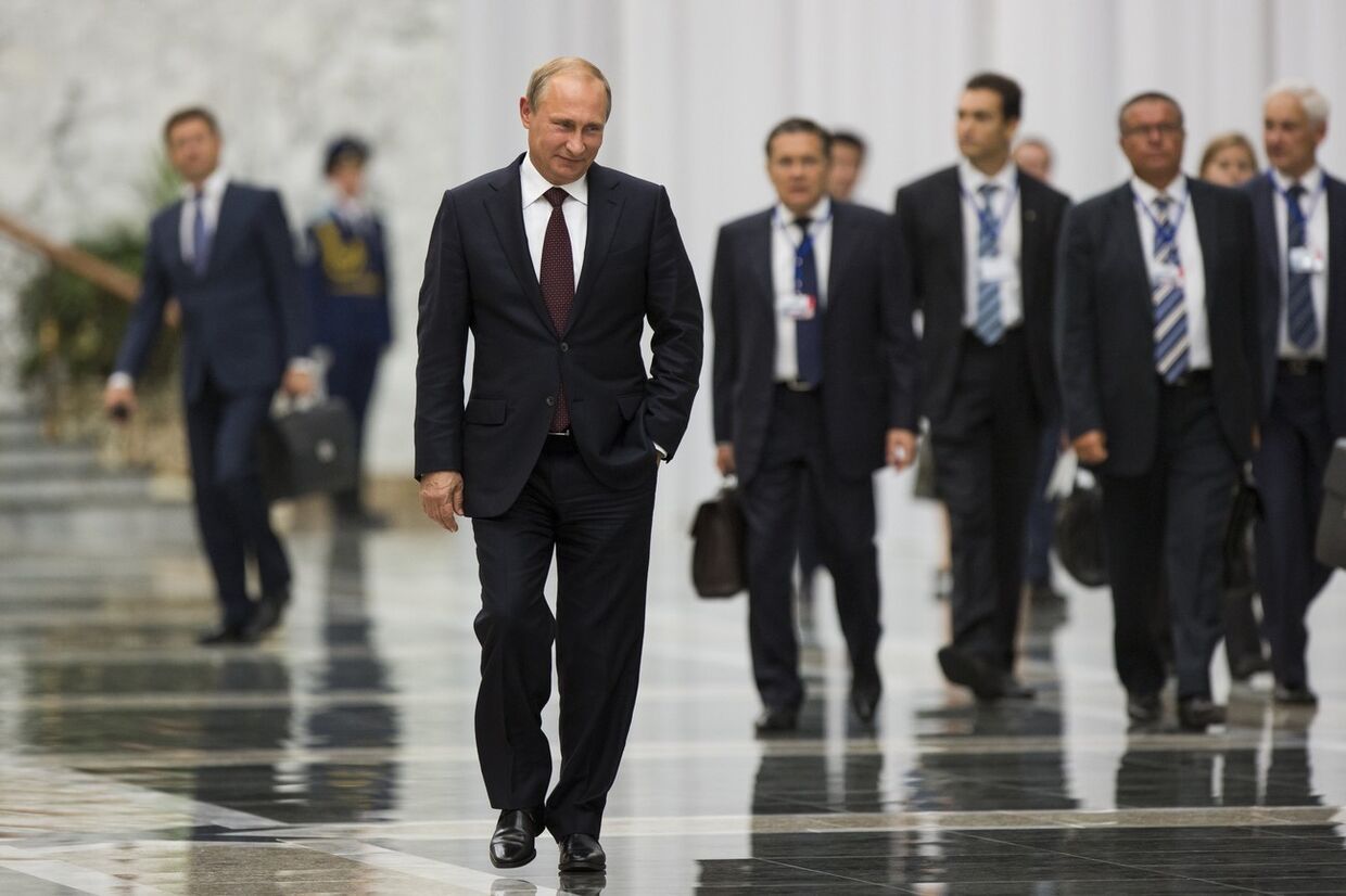 Владимир Путин после встречи с Петром Порошенко в Минске