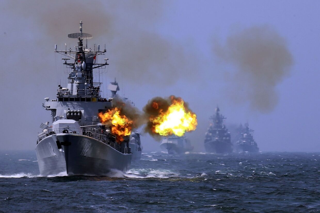 Китайский корабль «Харбин» на российско-китайских учениях Joint Sea-2014