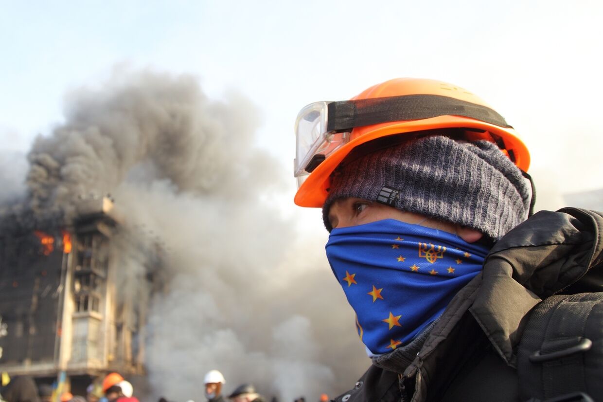 Протестующий на Площади Независимости в Киеве