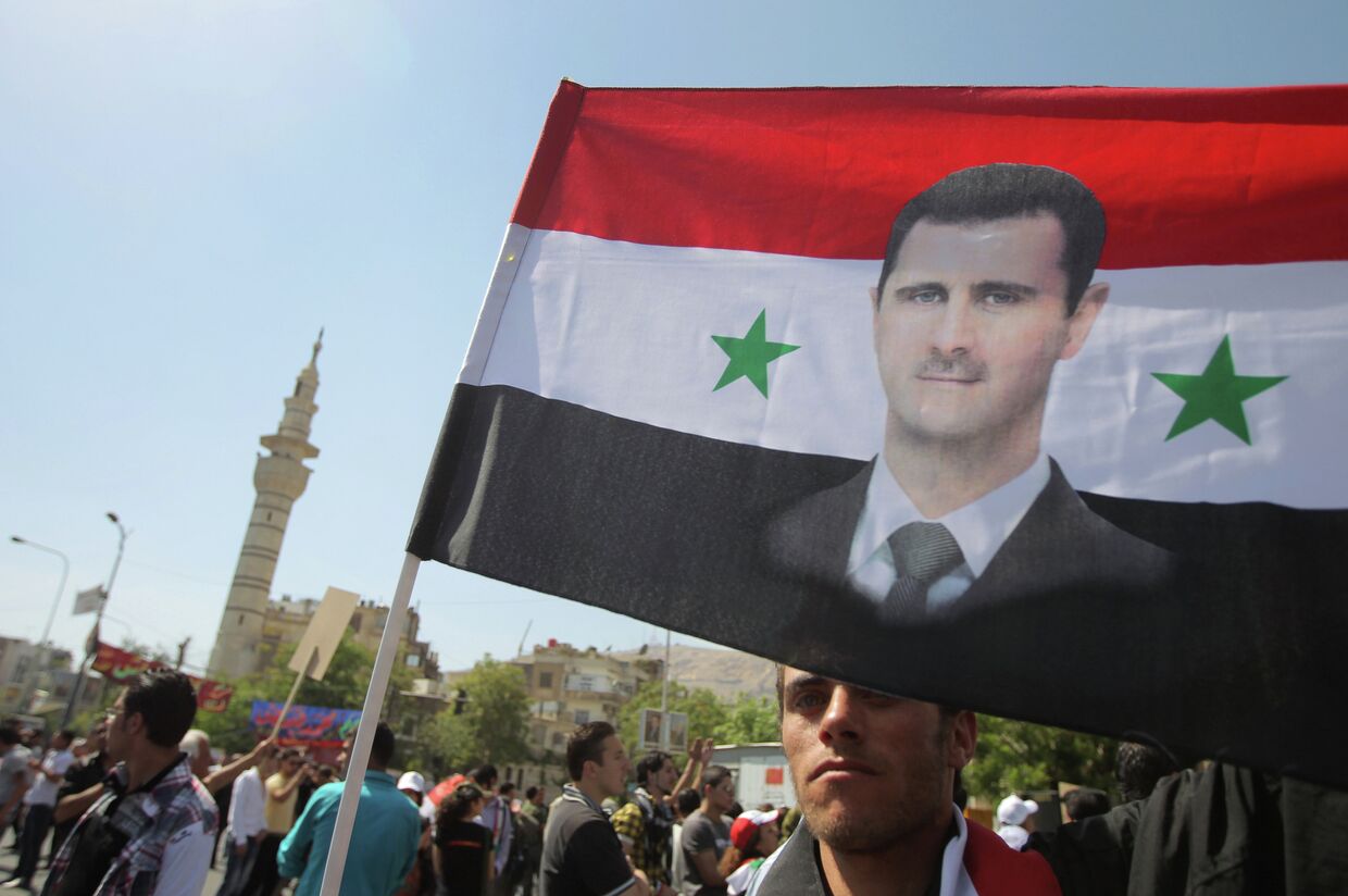 Митинг в поддержку Башара Асада в Дамаске