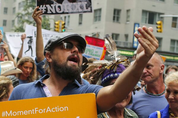 Леонардо Ди Каприо на марше против изменения климата в Нью-Йорке