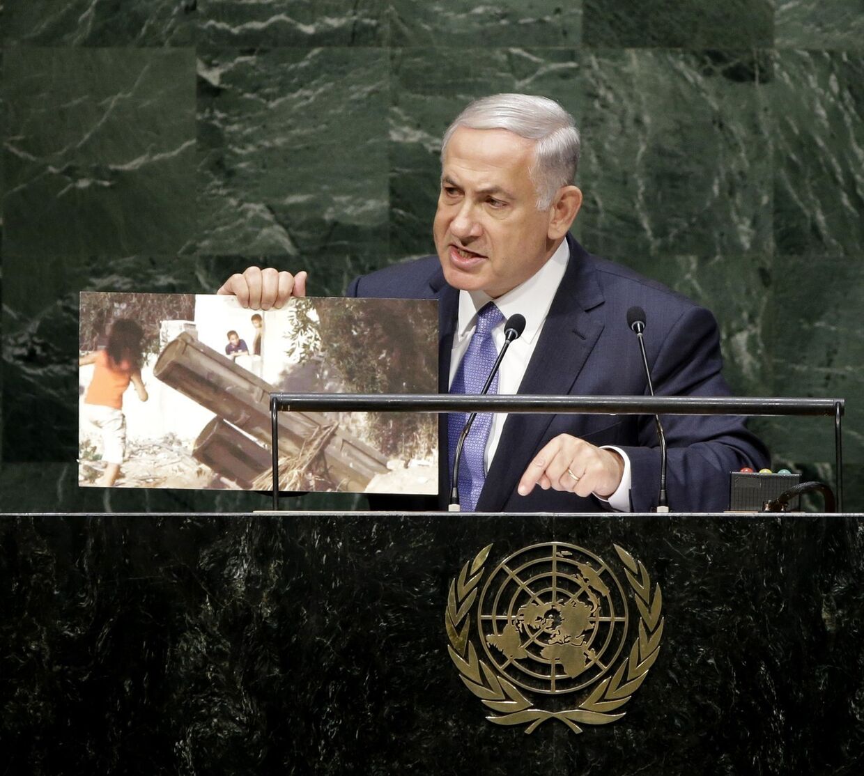 Премьер-министр Израиля Биньямин Нетаньяху выступает на 69-й сессии Генассамблеи ООН