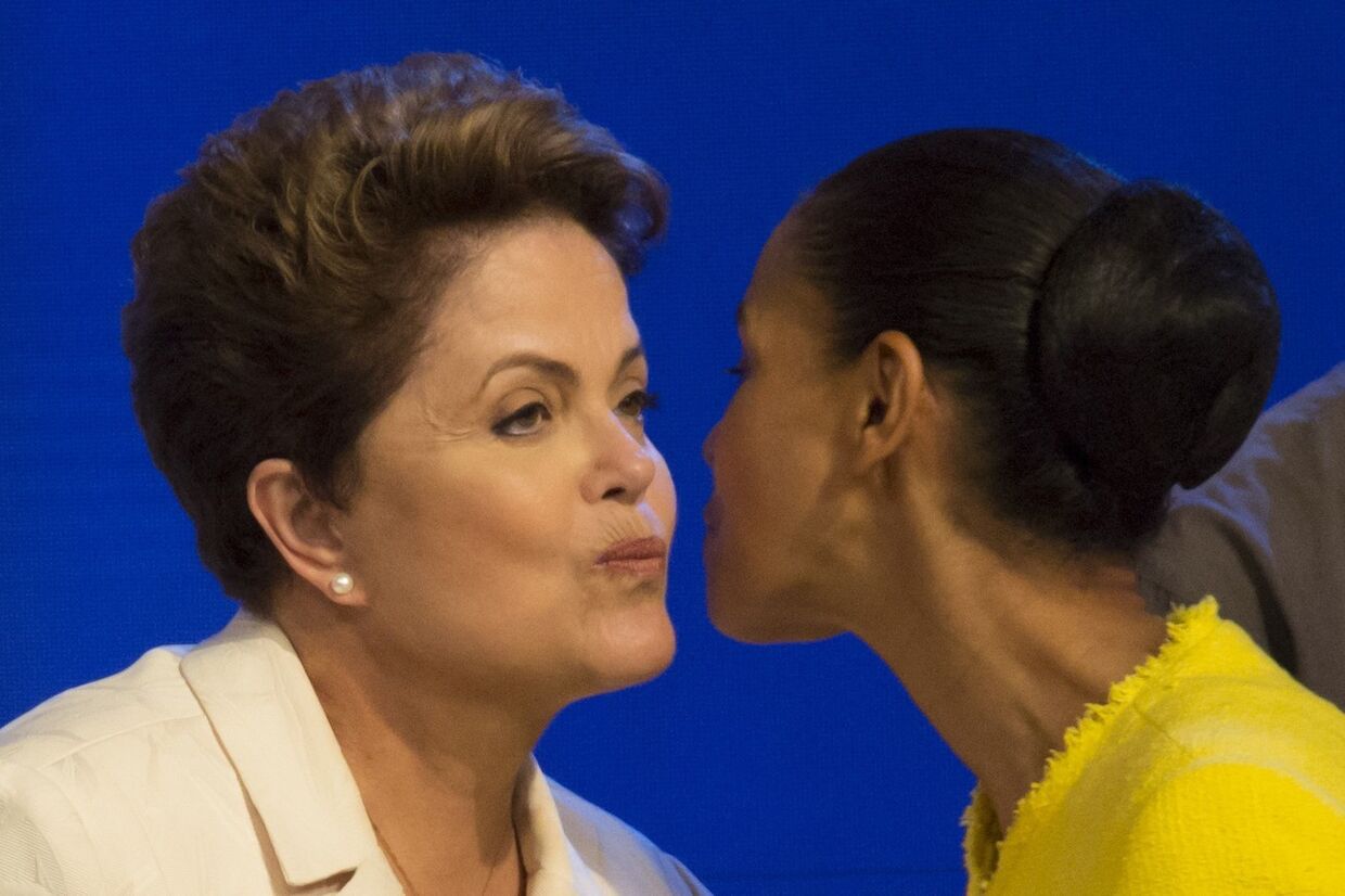 Президент Бразилии Дилма Русеф и кандидат в президенты Марина Силва