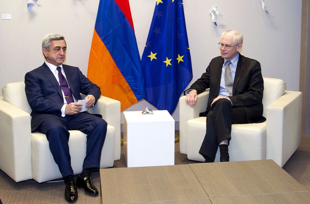 Президент Армении Серж Саргсян и председатель Европейского совета Херман Ван Ромпей
