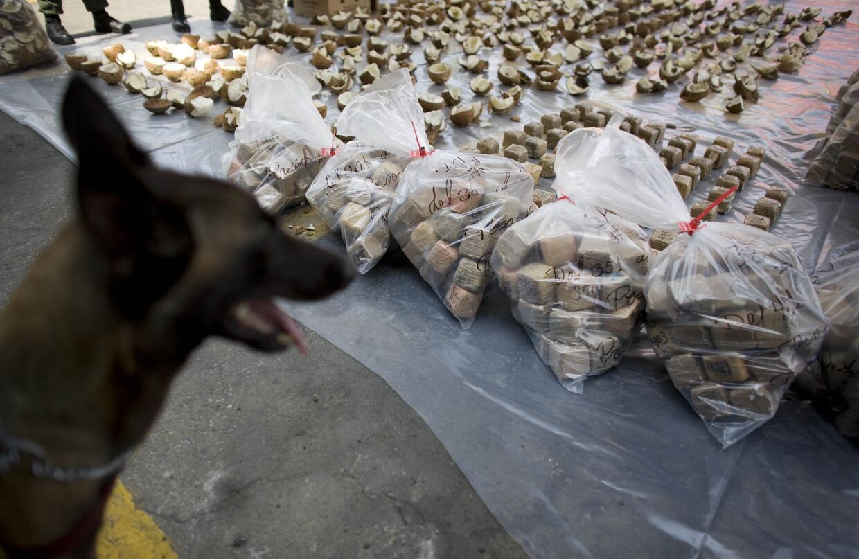 Пакеты с конфискованным кокаином в Каракасе