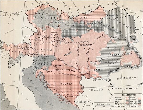 Австро-Венгрия в 1878 году, карта из атласа 1916 года