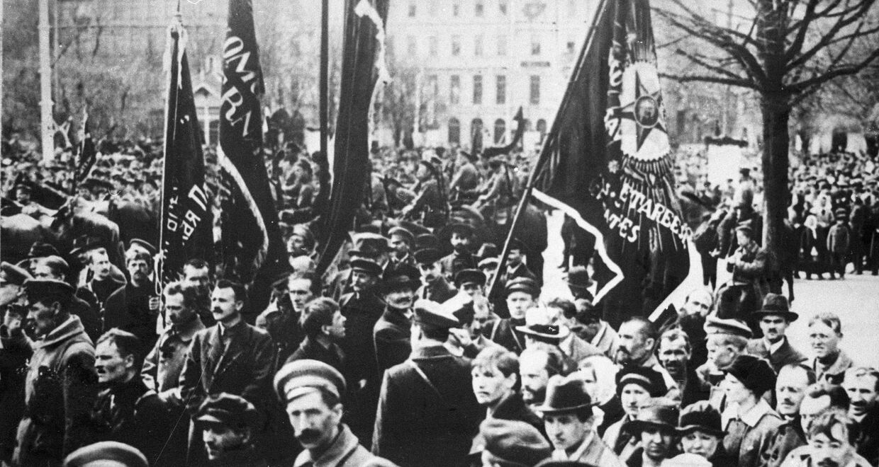 Демонстрация рабочих в Риге, 1919 год